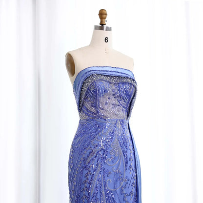 Strapless Luxury Evening Dress with Side Slit - Riviera Couture