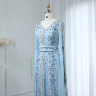 Kaftan Style Blue Evening Dress - Riviera Couture