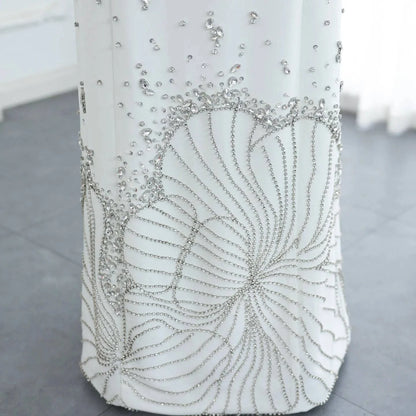 Luxury Crystal White Evening Dress with Elegant High Neck - Riviera Couture