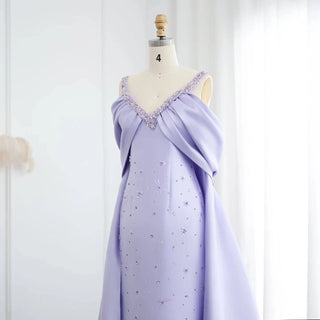 Lilac  Evening Dress with Cape - Riviera Couture