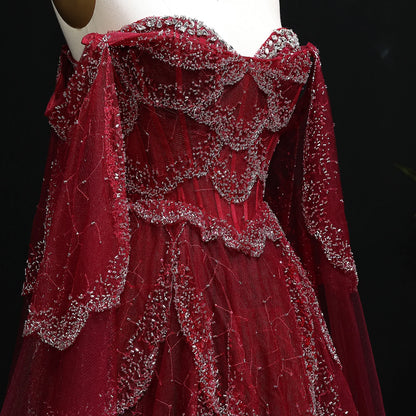 pink Sage Green Sweetheart Evening Gown with Cape Sleeves — GCC Formal — Riviera Couture GCC Luxury Evening Gown
