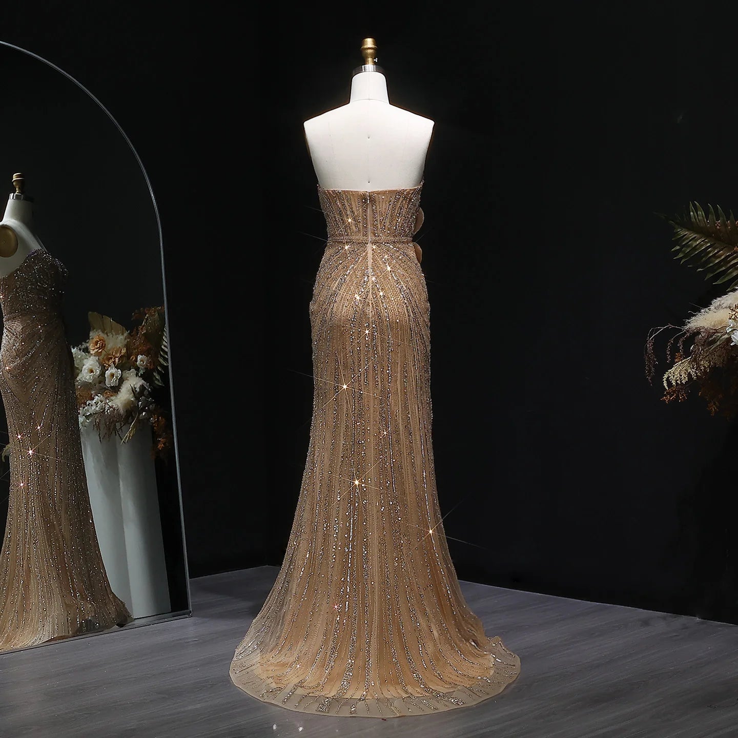 Pink Pink Sweetheart Mermaid Evening Gown — Luxury Beaded Dubai Wedding — Riviera Couture GCC Luxury Evening Gown