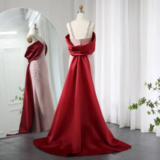 Pink Burgundy Mermaid Evening Dress with Cape - Riviera Couture