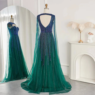 Luxury Evening Dress with Cape - Riviera Couture