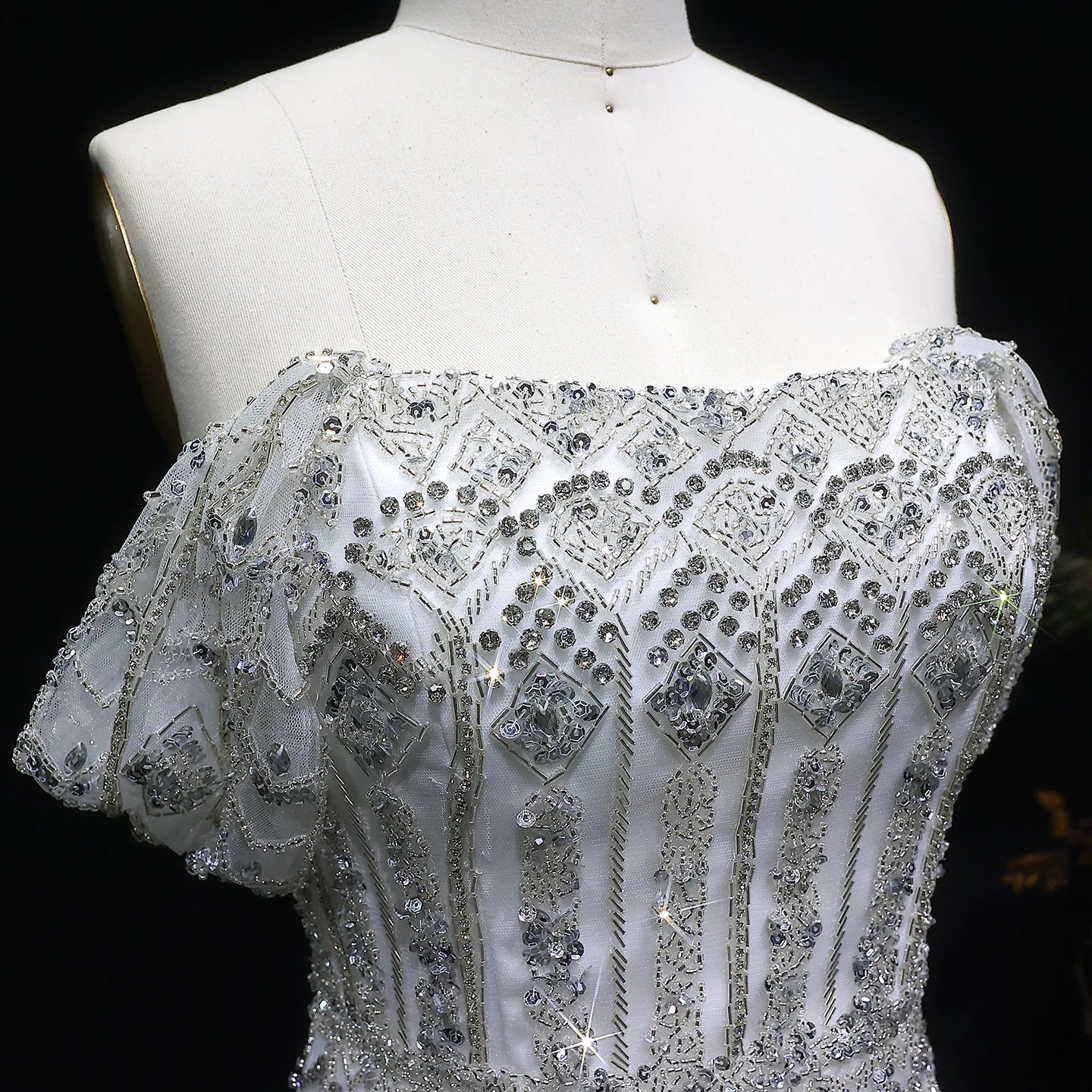 WHITE Burgundy Mermaid Evening Gown with Cap Sleeve — Dubai Arabic Luxury — Riviera Couture GCC Luxury Evening Gown