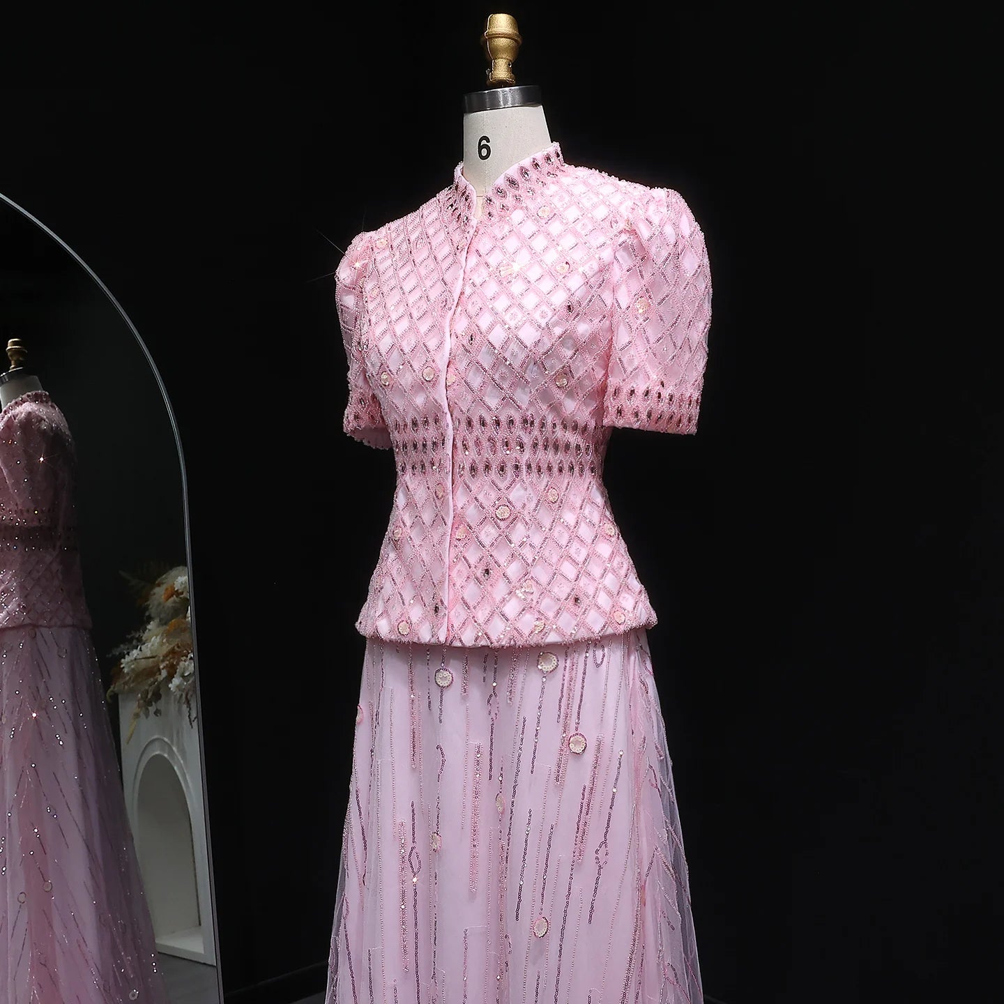 Pink Pink Crystal Two-Piece Evening Gown — Dubai Luxury Formal 2026 — Riviera Couture GCC Luxury Evening Gown