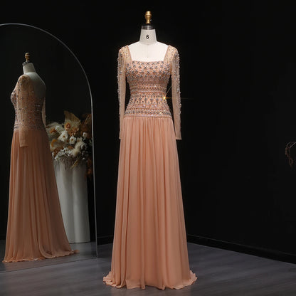 Lilac Beaded Strapless Evening Gown with Flowing Chiffon Skirt — Riviera Couture GCC Luxury Evening Gown