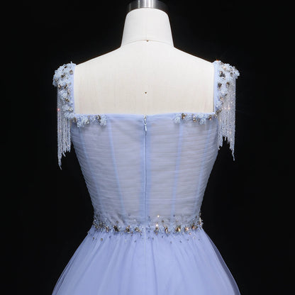 A-Line Evening Gown — Tassel Beaded Crystal GCC Luxury 2026 — Riviera Couture GCC Luxury Evening Gown