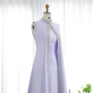 Lilac Evening Dresses with Cape - Riviera Couture