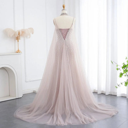 Evening Dress with Chocker Cape - Riviera Couture
