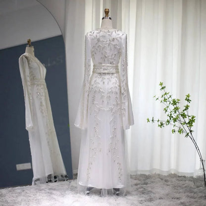 Luxury Moroccan Kaftan Ivory Evening Dress - Riviera Couture