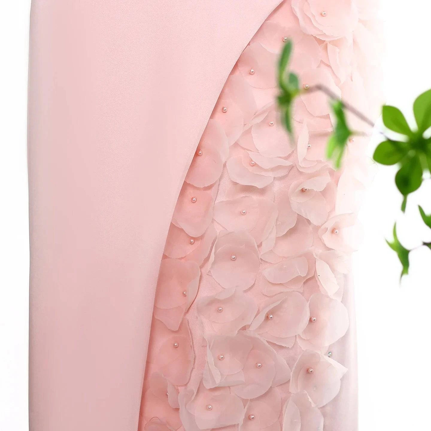 Elegant Off Shoulder Blush Pink 3D Flowers Evening Dress - Riviera Couture