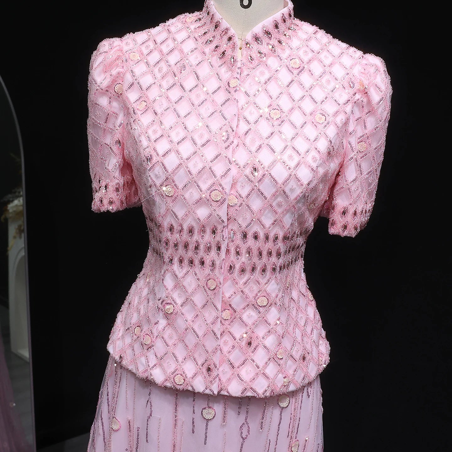 Pink Pink Crystal Two-Piece Evening Gown — Dubai Luxury Formal 2026 — Riviera Couture GCC Luxury Evening Gown
