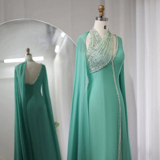 Chiffon  Evening Dress with Cape Sleeves - RC30 - Riviera Couture