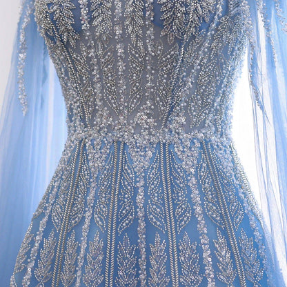 Evening Dress with Cape Sleeves - Riviera Couture
