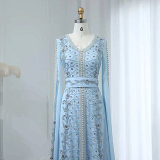 Kaftan Style Blue Evening Dress - Riviera Couture