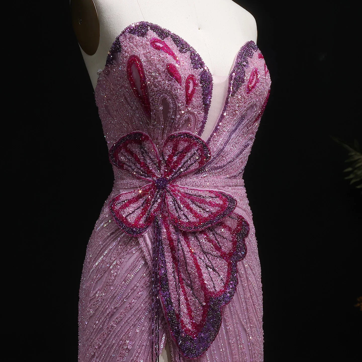 Champagne Pink Sweetheart Mermaid Evening Gown — Luxury Beaded Dubai Wedding — Riviera Couture GCC Luxury Evening Gown