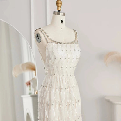 Luxury Crystal White Evening Dress - Riviera Couture