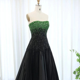 Black Green Strapless Gown - RC215 - Riviera Couture