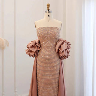 Dusty Rose Dress with Cape - RC36 - Riviera Couture