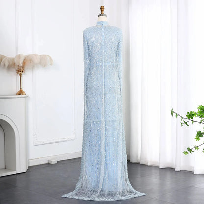 Long Sleeves Muslim Evening Dresses with Cape - Riviera Couture