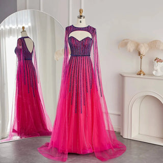 Luxury Evening Dress with Cape - Riviera Couture