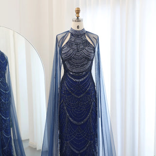 Luxury Evening Dress with Cape Sleeves - Riviera Couture