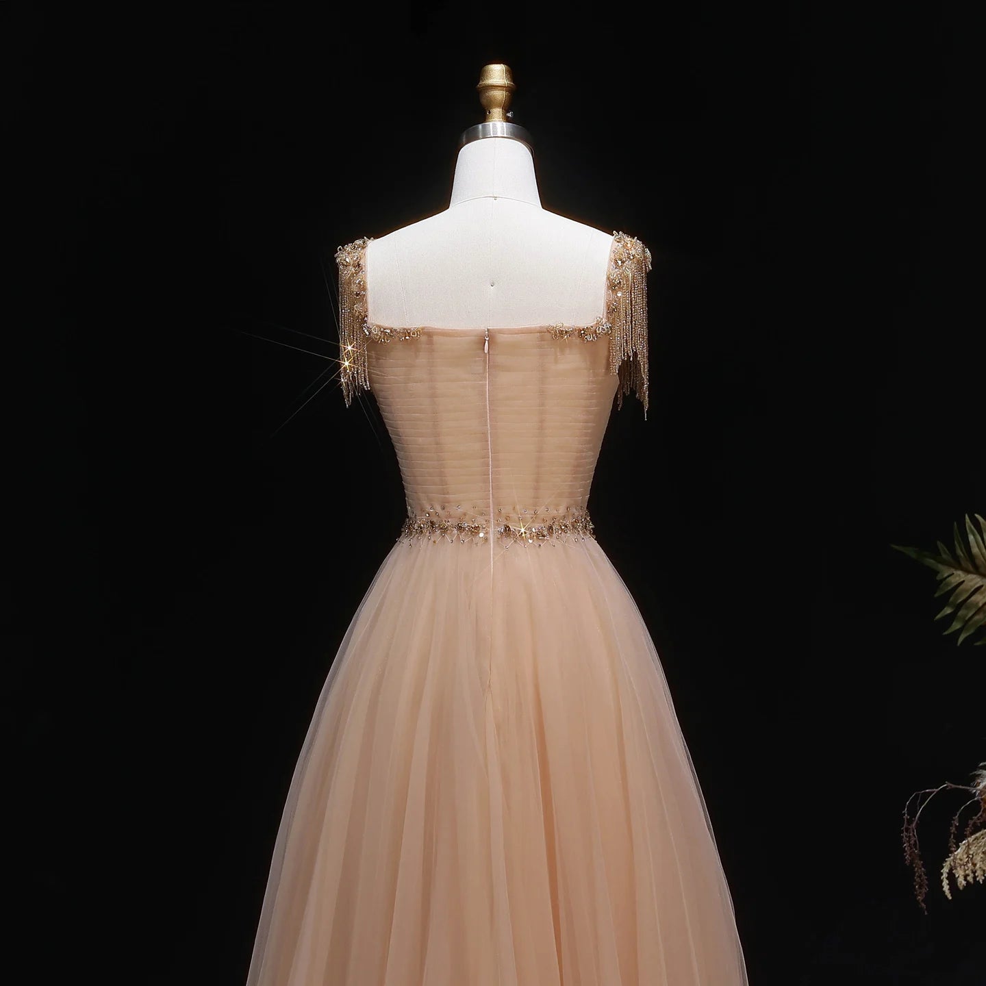A-Line Evening Gown — Tassel Beaded Crystal GCC Luxury 2026 — Riviera Couture GCC Luxury Evening Gown