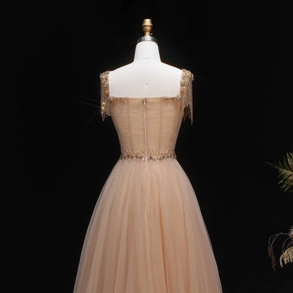 A-Line Evening Gown — Tassel Beaded Crystal GCC Luxury 2026 — Riviera Couture GCC Luxury Evening Gown