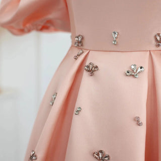 Blush Pink Satin Evening Dress - Riviera Couture