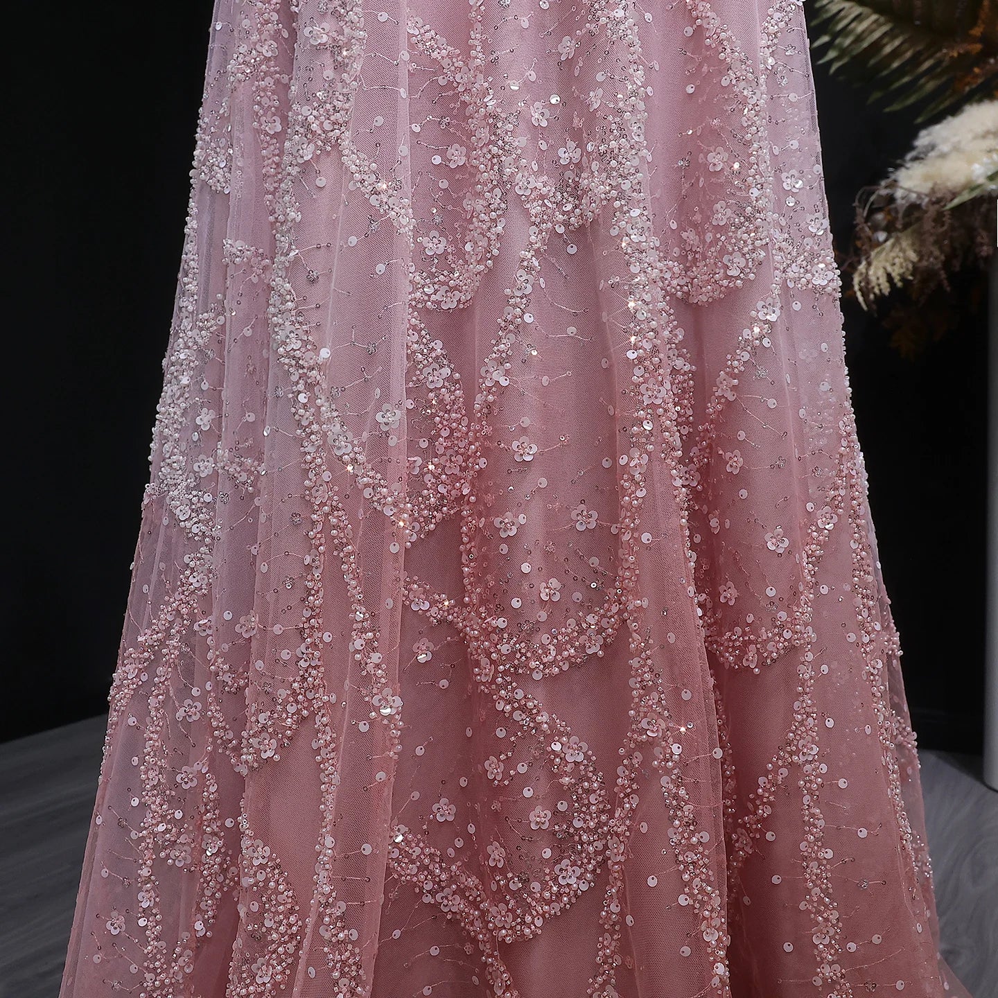 Gradient Pink Ombré Pink Criss-Cross Neck Evening Gown — Luxury GCC Formal — Riviera Couture GCC Luxury Evening Gown