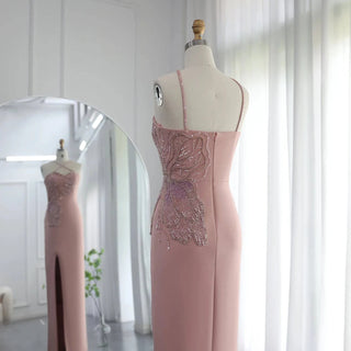 Crisscross Straps Pink Butterfly Beaded Dress - RC33 - Riviera Couture