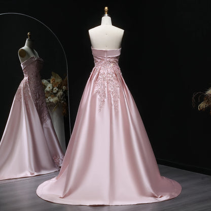 Pink Pink Mermaid Evening Gown with Overskirt — 3D Flowers Sequined Modest — Riviera Couture GCC Luxury Evening Gown