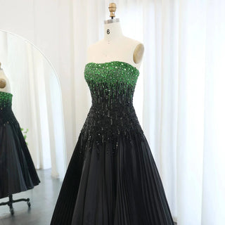 Black Green Strapless Gown - RC215 - Riviera Couture