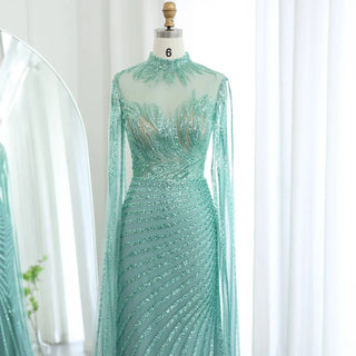 Mermaid Evening Dress with Cape Sleeves - Riviera Couture