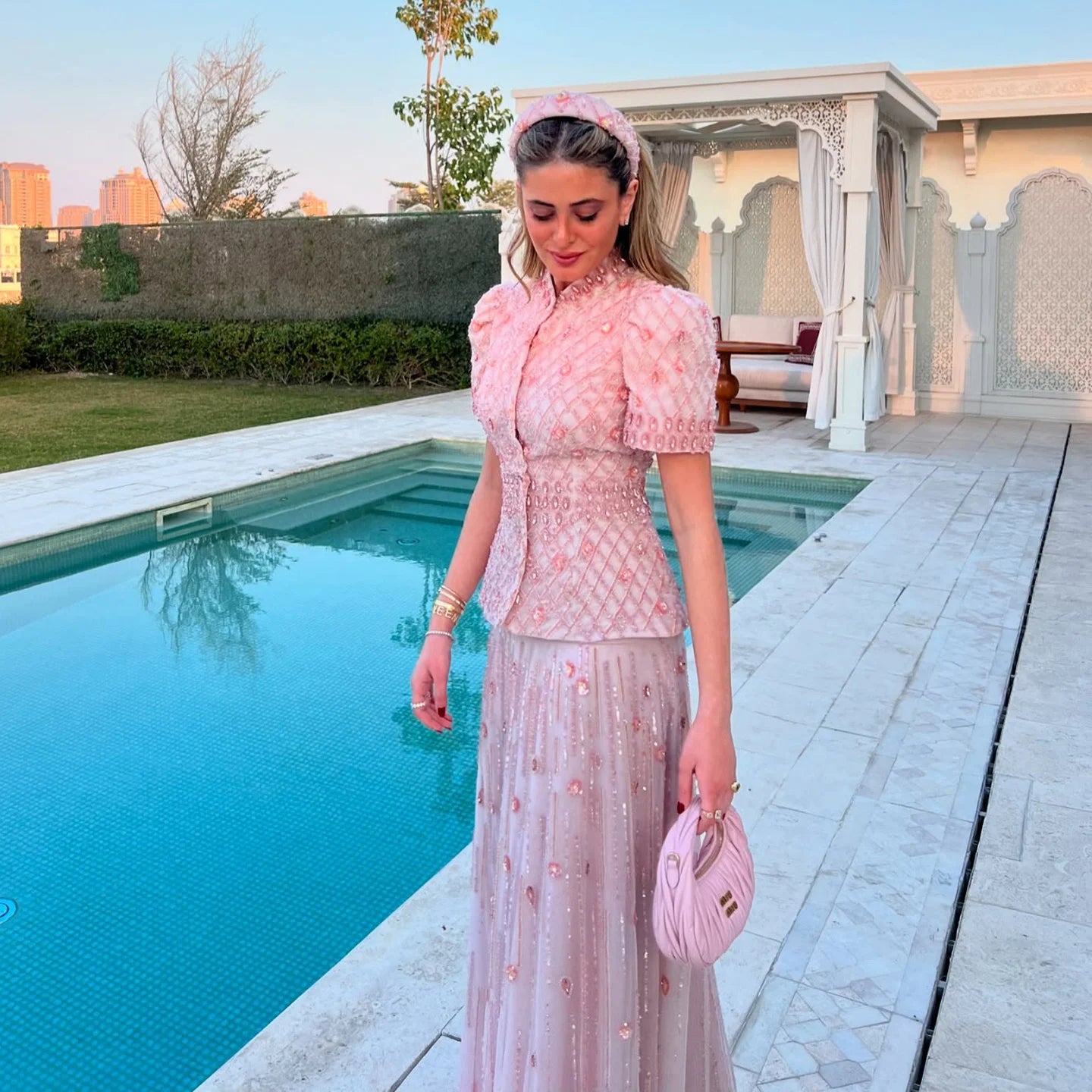 Pink Pink Crystal Two-Piece Evening Gown — Dubai Luxury Formal 2026 — Riviera Couture GCC Luxury Evening Gown