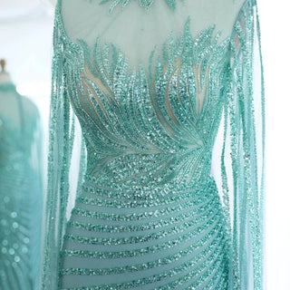 Mermaid Evening Dress with Cape Sleeves - Riviera Couture