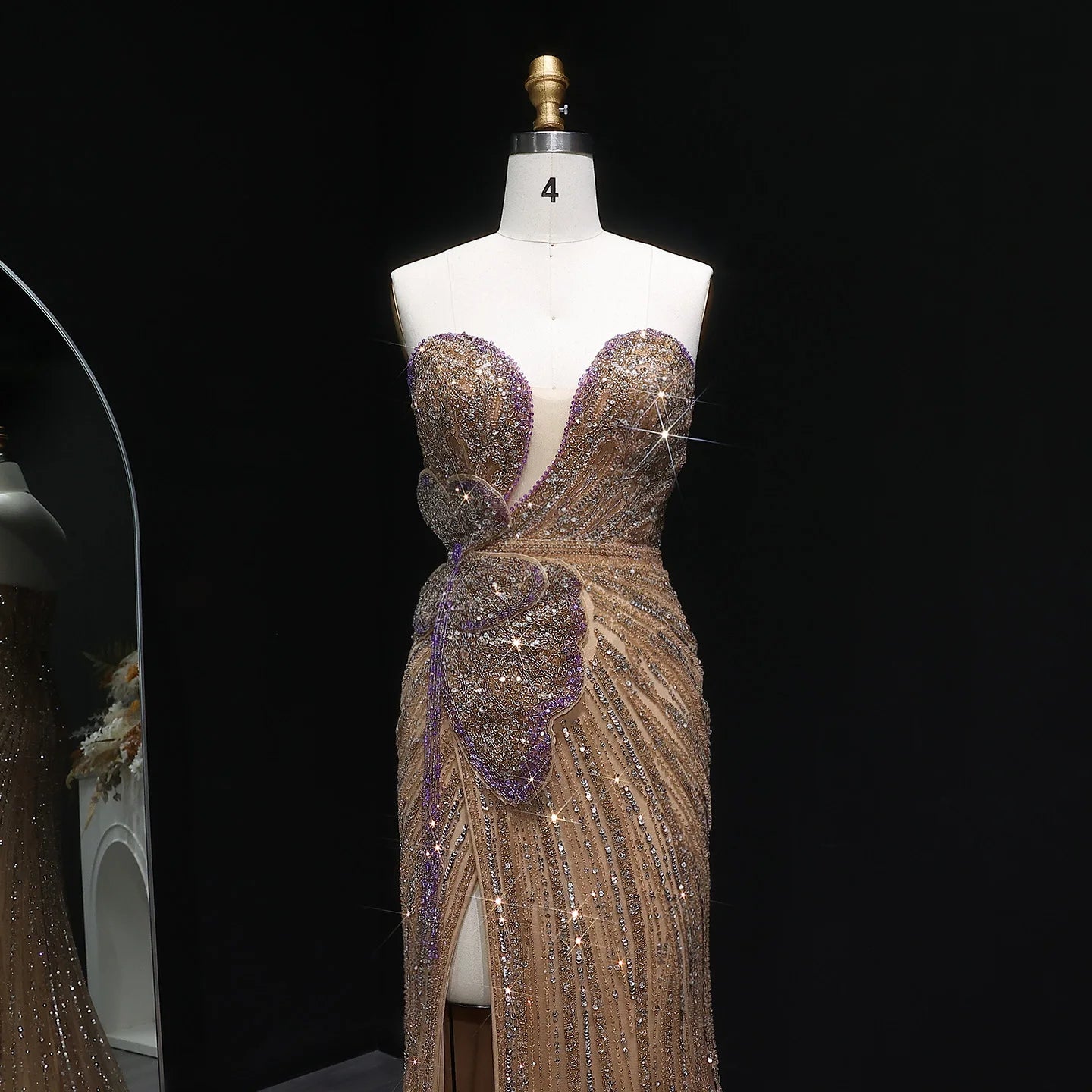 Pink Pink Sweetheart Mermaid Evening Gown — Luxury Beaded Dubai Wedding — Riviera Couture GCC Luxury Evening Gown