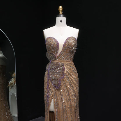 Pink Pink Sweetheart Mermaid Evening Gown — Luxury Beaded Dubai Wedding — Riviera Couture GCC Luxury Evening Gown