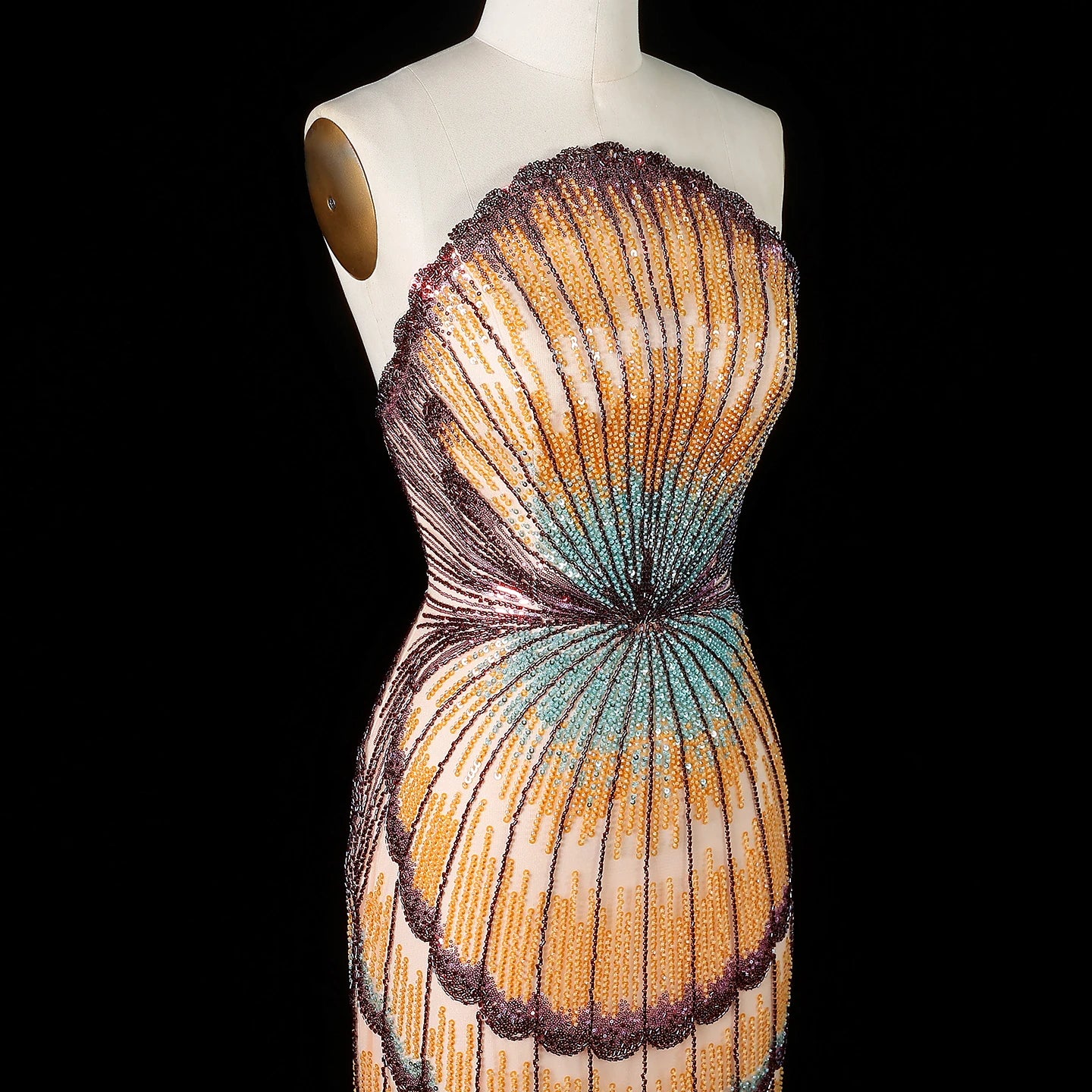 Shell-Embellished Purple Beaded Evening Gown — Luxury GCC Formal — Riviera Couture GCC Luxury Evening Gown