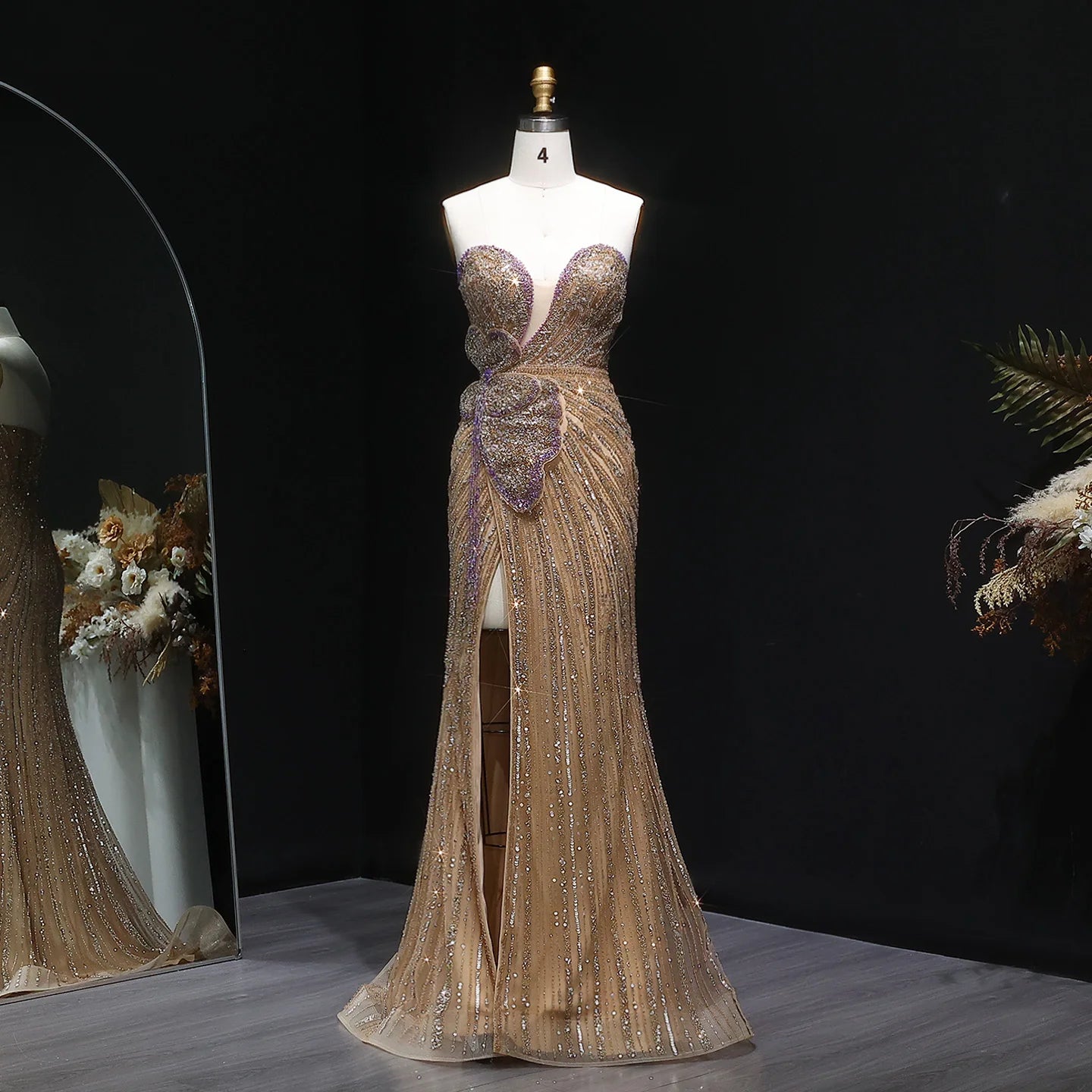 Pink Pink Sweetheart Mermaid Evening Gown — Luxury Beaded Dubai Wedding — Riviera Couture GCC Luxury Evening Gown