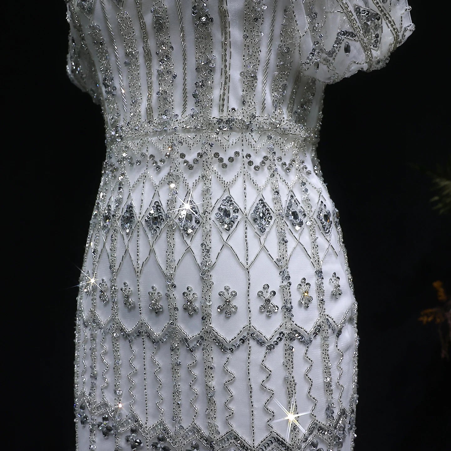 WHITE Burgundy Mermaid Evening Gown with Cap Sleeve — Dubai Arabic Luxury — Riviera Couture GCC Luxury Evening Gown