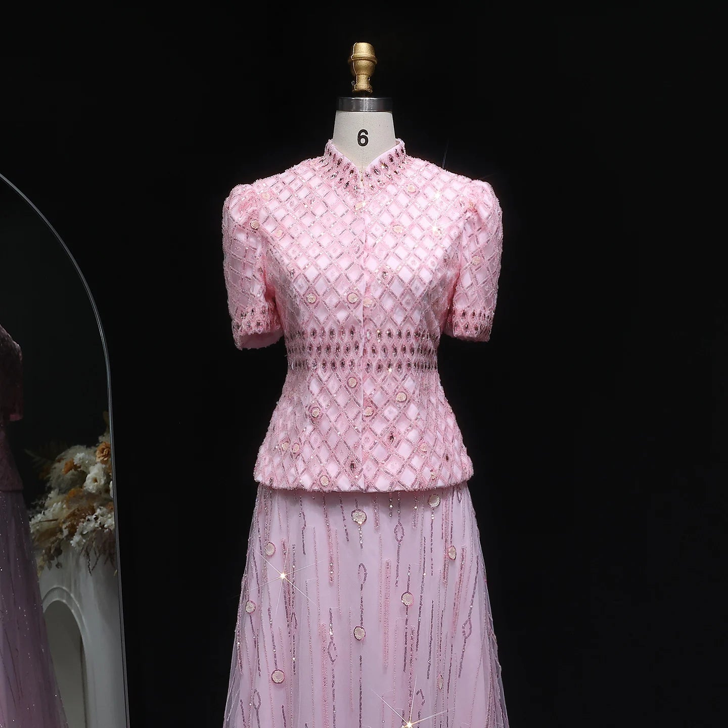 Pink Pink Crystal Two-Piece Evening Gown — Dubai Luxury Formal 2026 — Riviera Couture GCC Luxury Evening Gown
