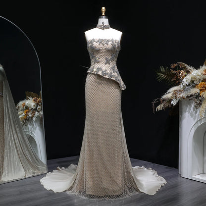 Crystal Sequined Mermaid Evening Gown with Cape — GCC Luxury 2026 — Riviera Couture GCC Luxury Evening Gown