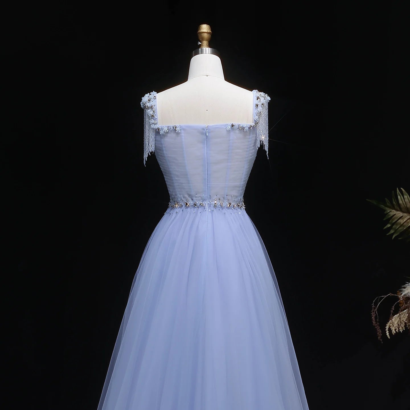 A-Line Evening Gown — Tassel Beaded Crystal GCC Luxury 2026 — Riviera Couture GCC Luxury Evening Gown