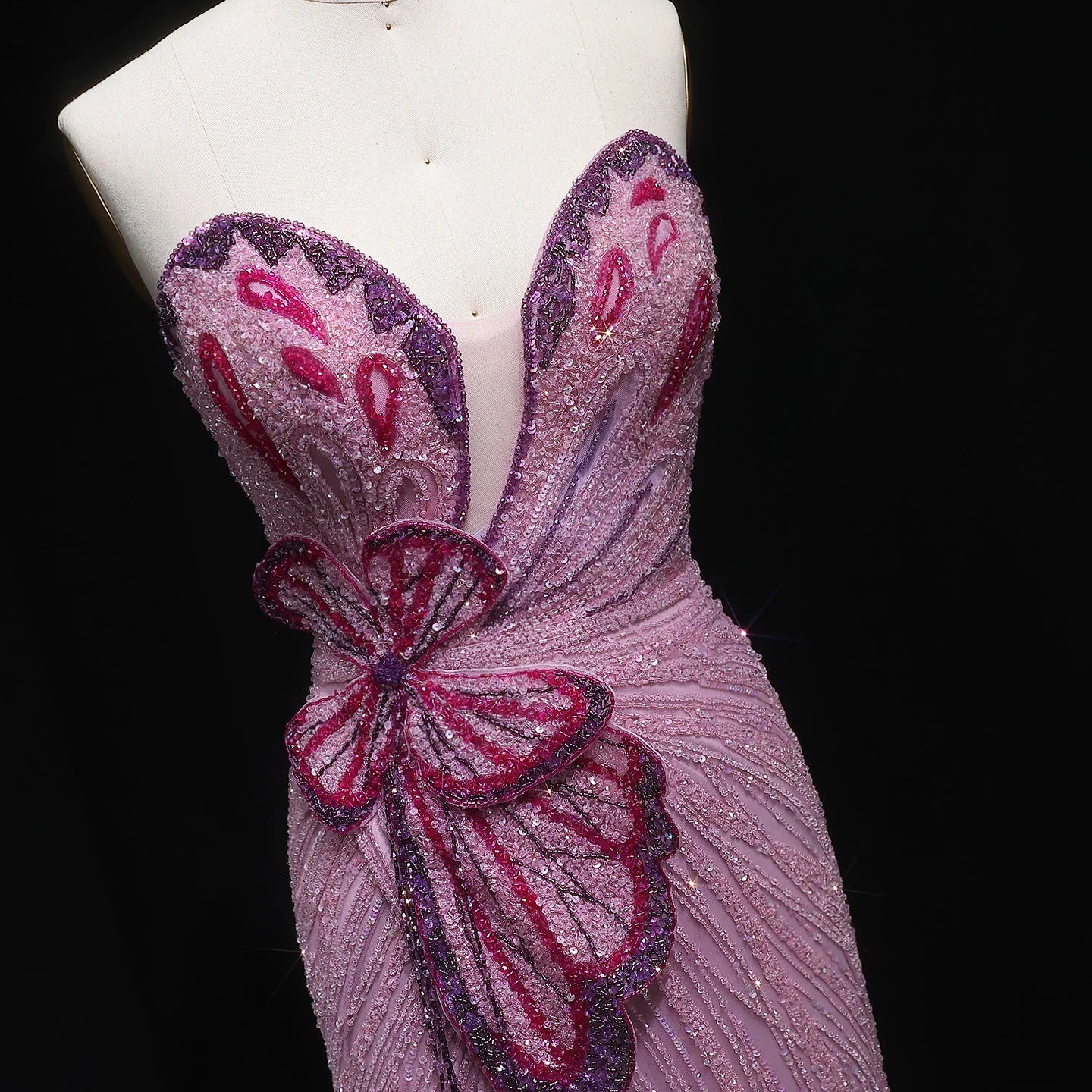 Champagne Pink Sweetheart Mermaid Evening Gown — Luxury Beaded Dubai Wedding — Riviera Couture GCC Luxury Evening Gown
