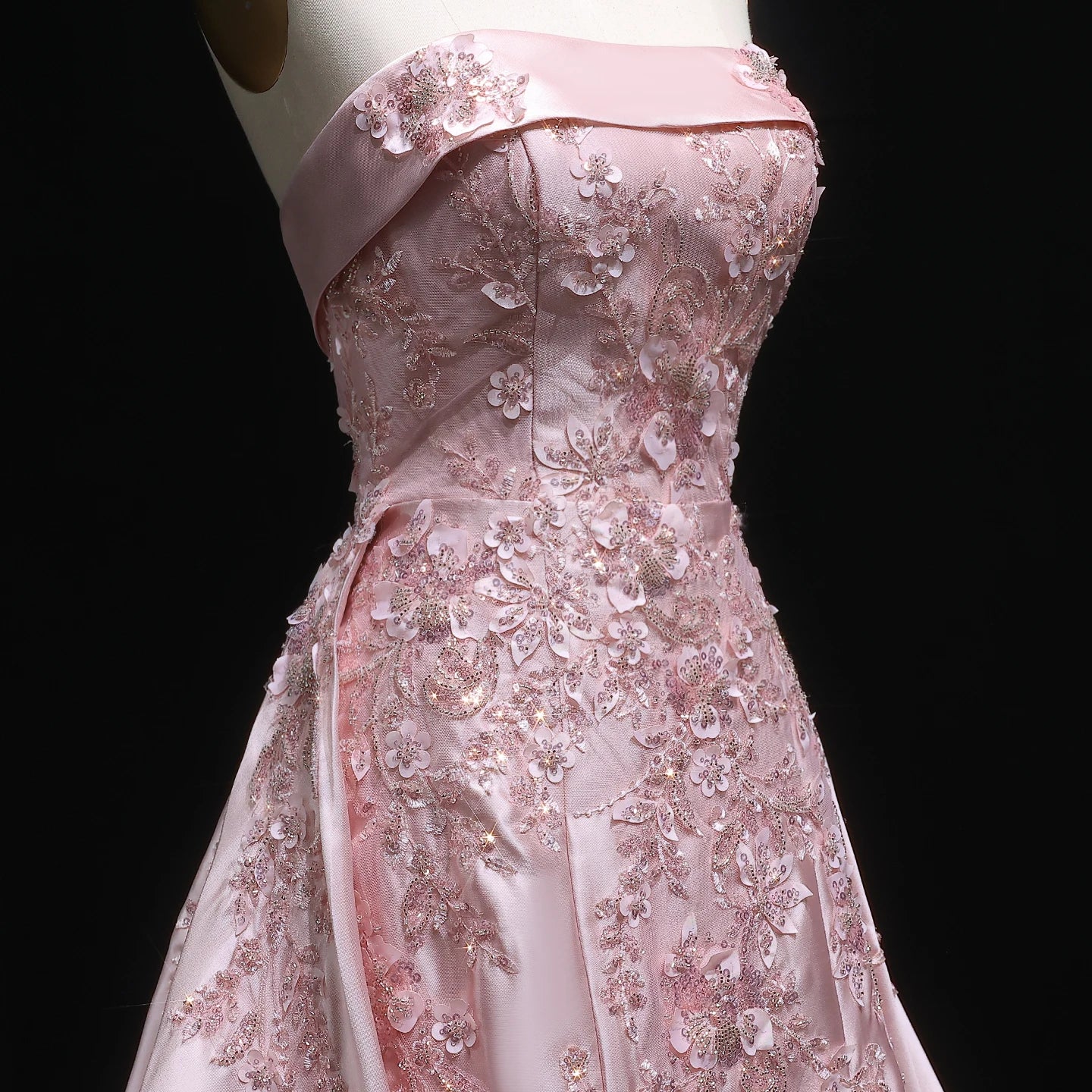 Pink Pink Mermaid Evening Gown with Overskirt — 3D Flowers Sequined Modest — Riviera Couture GCC Luxury Evening Gown