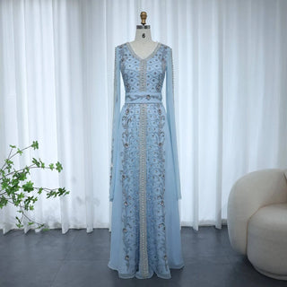 Kaftan Style Blue Evening Dress - Riviera Couture