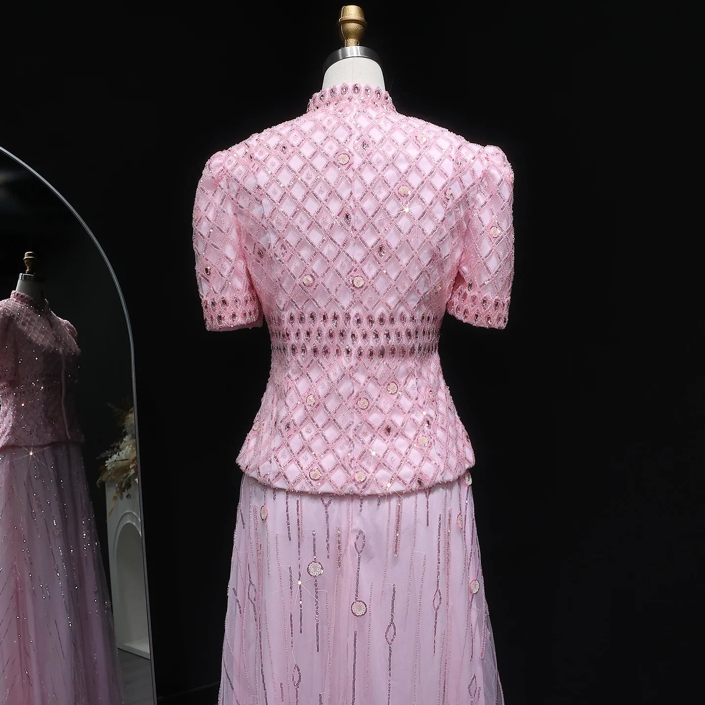 Pink Pink Crystal Two-Piece Evening Gown — Dubai Luxury Formal 2026 — Riviera Couture GCC Luxury Evening Gown