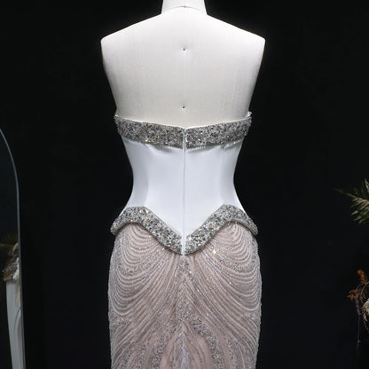 Strapless Sequin Mermaid Evening Gown — Beaded Sparkle GCC Luxury — Riviera Couture GCC Luxury Evening Gown